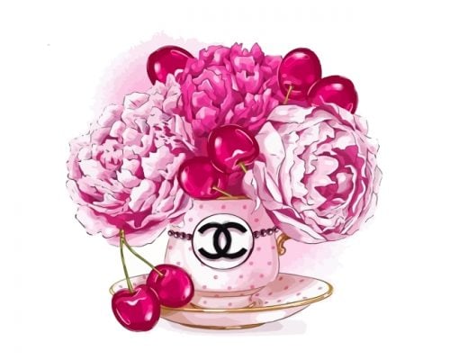 Floral Chanel Cup Paint By Numbers - Numeral Paint Kit