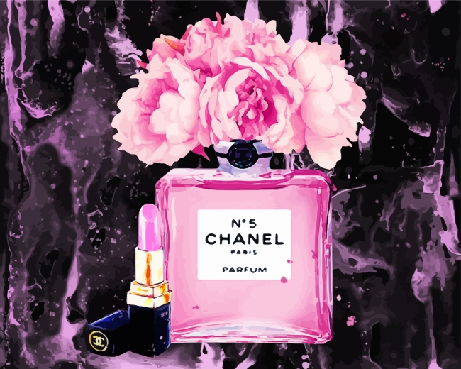 pink flower painting chanel