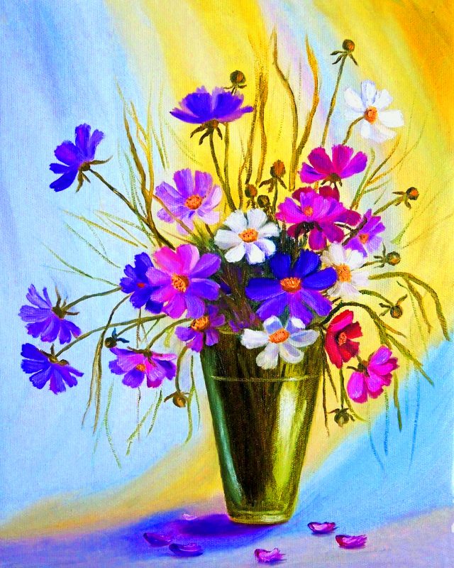 Cosmos Flowers Vase Paint By Numbers Numeral Paint Kit