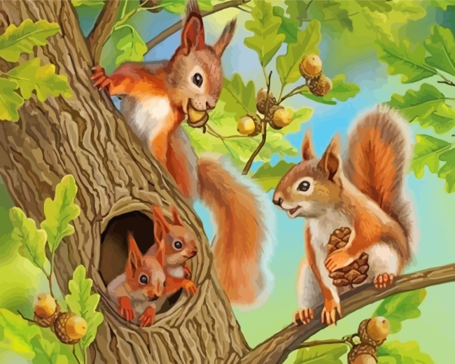 Paint by Numbers Kit for Kids Ages 8-12 - Squirrel Animal Cute Forest  Animal - Canvas Oil Painting Kit for Kids and Adults Suitable for Bedroom