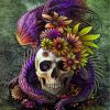 dragon with skull and flowers-paint-by-numbers