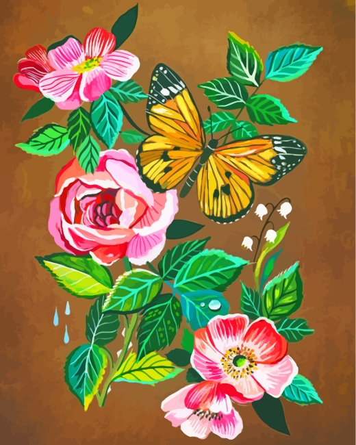 Paint By Number, Flowers and Butterflies