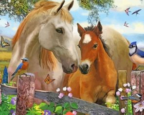 horses-with-birds-and-flowers-paint-by-numbers
