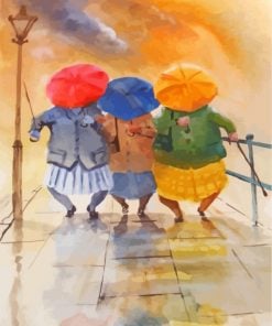 Old Ladies Dancing In The Rain Paint By Numbers - Paint By Numbers