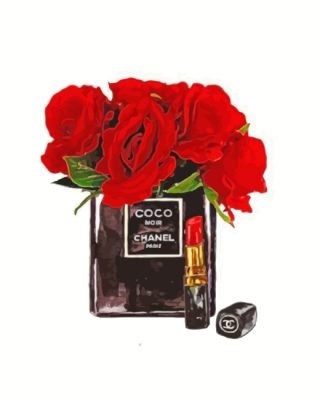 Red Flowers Chanel Noir Paint By Numbers - Numeral Paint Kit