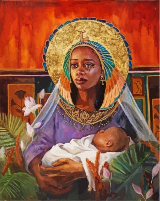 black mother and child painting