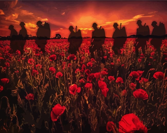 Soldiers Poppy Field - Paint By Number - Numeral Paint