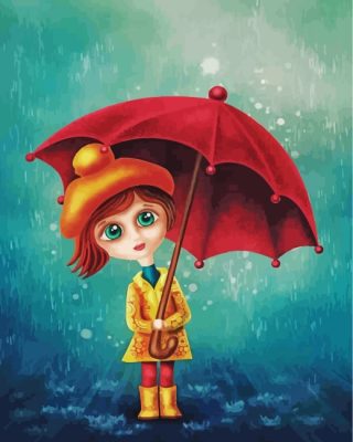 Anime Girl And Umbrella Paint by numbers