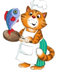 Cartoon Cat Cooking Paint by numbers