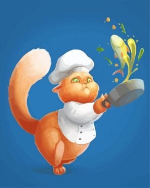 Cartoon Chef Cat Paint by numbers