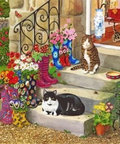 Dogs And Cats In House Paint by numbers