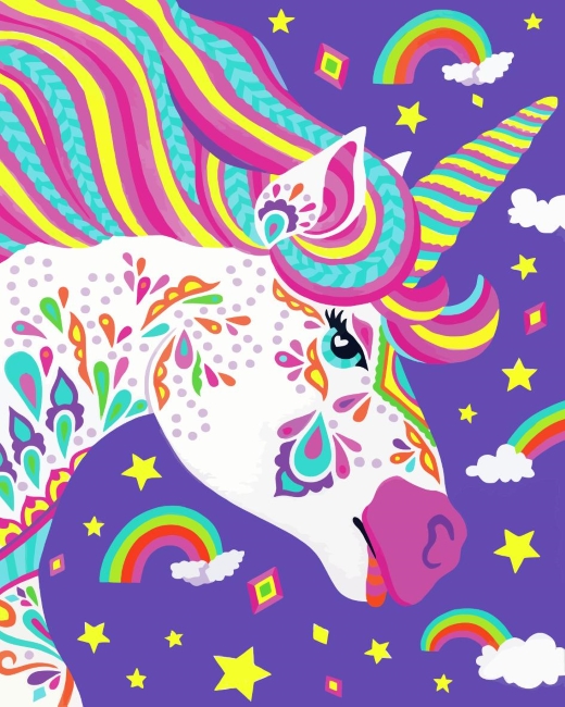 Colorful Unicorn Paint By Numbers - Numeral Paint Kit