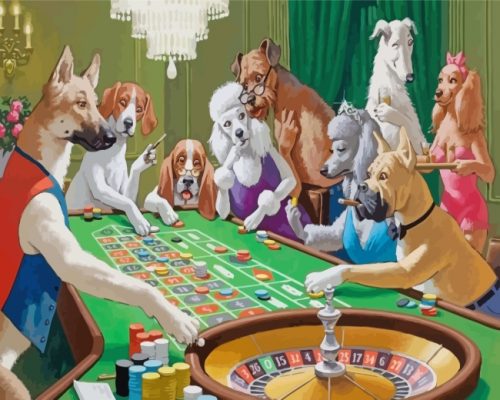 Gambling Dogs In Casino paint by numbers