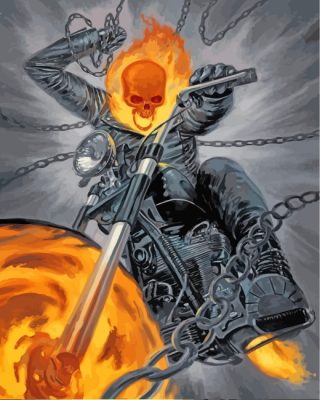 Ghost Rider With Bike Paint by numbers