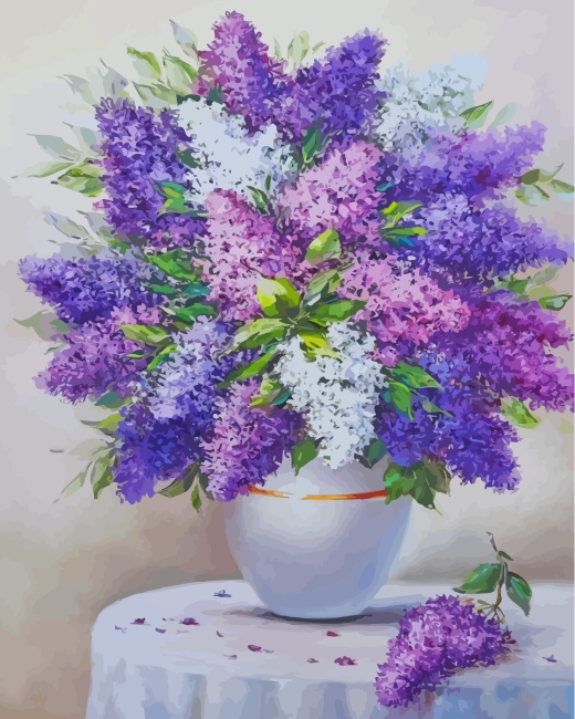 Lilac Vase Paint By Numbers - Numeral Paint Kit