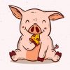 Little Pig Eating Pizza Paint by numbers