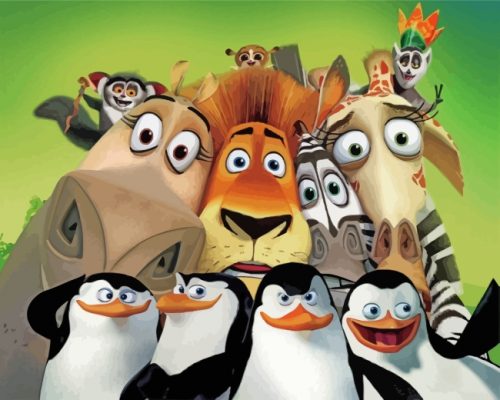 Madagascar Animation Animals Paint by numbers