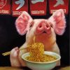 Pig Eating Noodles Paint by numbers