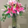 Pink Lilies In Vase Paint by numbers