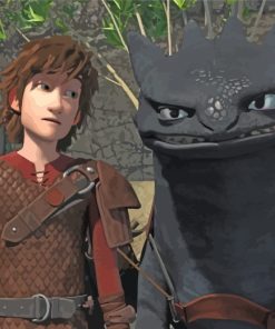 Toothless Dragon And Hiccup Paint by numbers