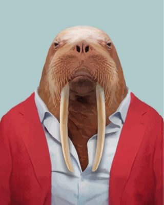 Walrus-wearing-red-paint-by-numbers