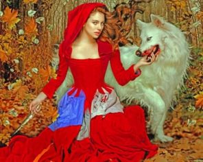 Red Riding Hood And The Wolf paint by numbers