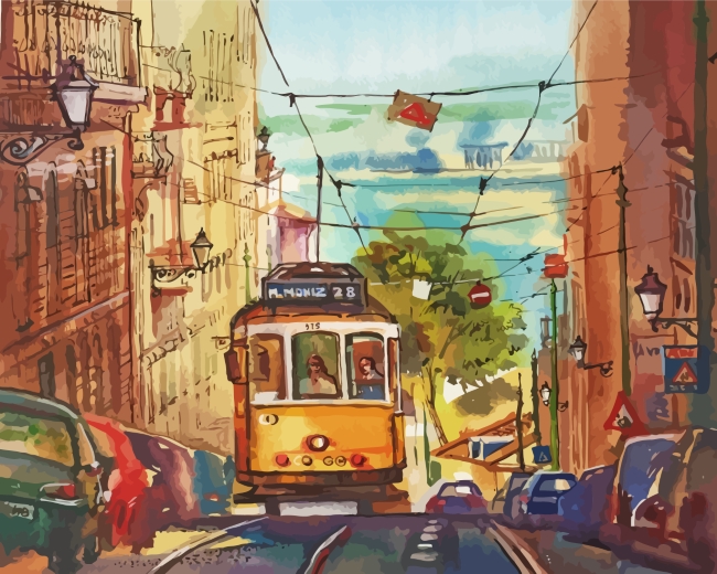 Aesthetic Tram Paint By Numbers - Numeral Paint Kit