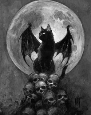 Bat Cat And Skulls Paint by numbers