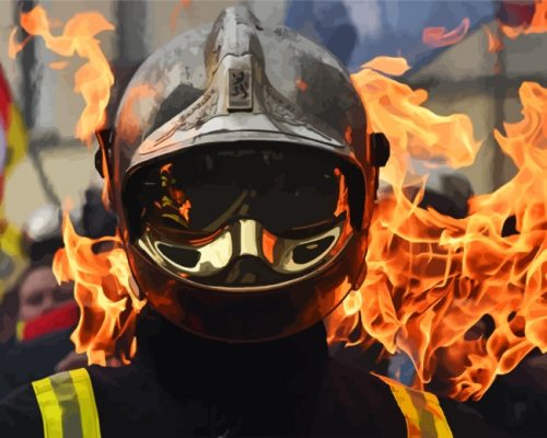 Cool Firefighter Man Paint by numbers