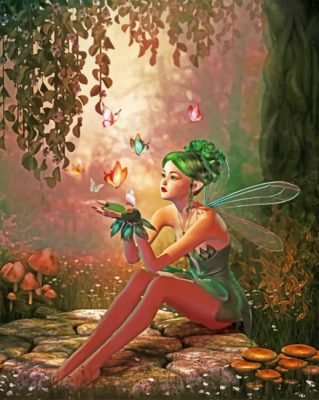 Fairy With A Green Hair Paint by numbers