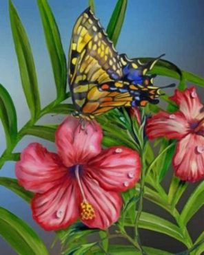 Hibiscus Butterfly Paint by numbers