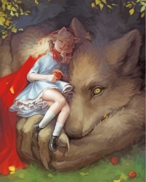 Little Girl With Wolf Paint by numbers