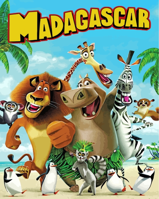 Madagascar Movie Paint By Numbers - Numeral Paint Kit