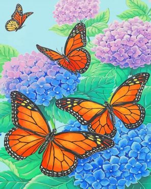 monarch-butterflies-and-blue-flowers-paint-by-number