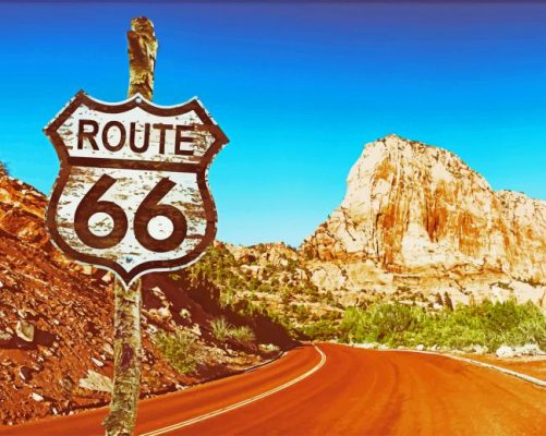 Route 66 In Arizona - Paint By Number - Numeral Paint