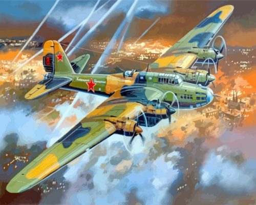 Soviet Pe 8 Bomber Paint by numbers
