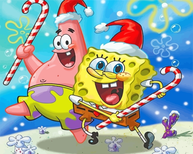 Spongbob And Patrick Christmas Paint By Numbers - Numeral Paint Kit