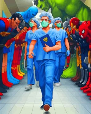 superheroes-bowing-to-nurses-paint-by-numbers