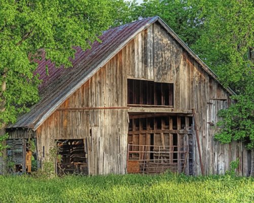 The Old Barn In Denton Texas Paint By Numbers - Numeral Paint Kit