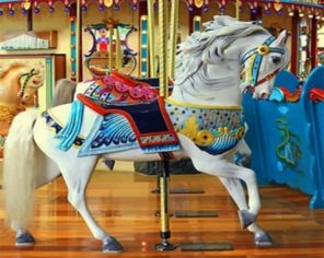 White Carousel Horse Paint by numbers