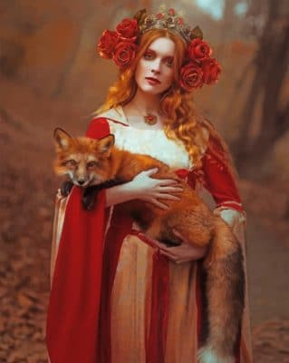 Fox And Woman Paint by numbers