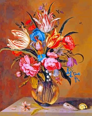 Ambrosius Bosschaert Flowers In A Glass Vase paint by numbers