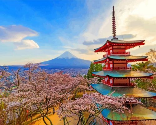 Arakurayama Sengen Blossom paint by numbers