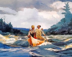 Canoe in the rapids winslow homer paint by number