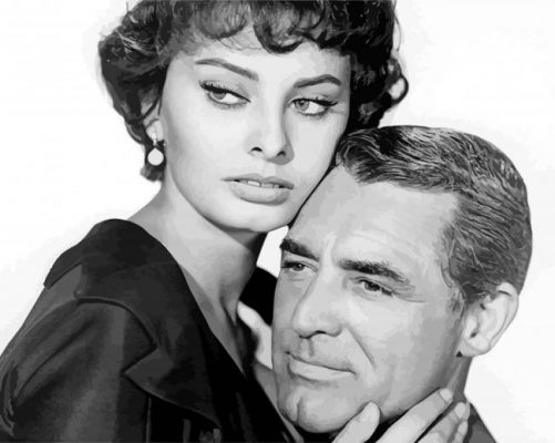 Cary Grant and Sophia Loren paint by number