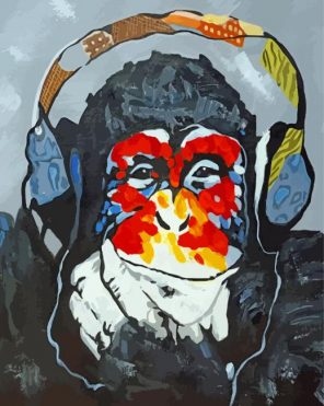 Chimp With Headphones paint by numbers
