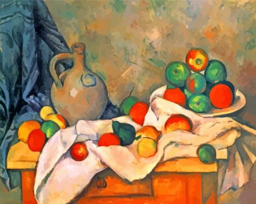 Curtain Jug And Fruit Paul Cezanne Paint by number