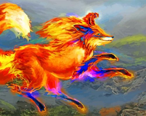 Fire Fox animal paint by number