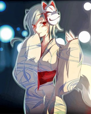 Kitsune Anime Girl paint by number