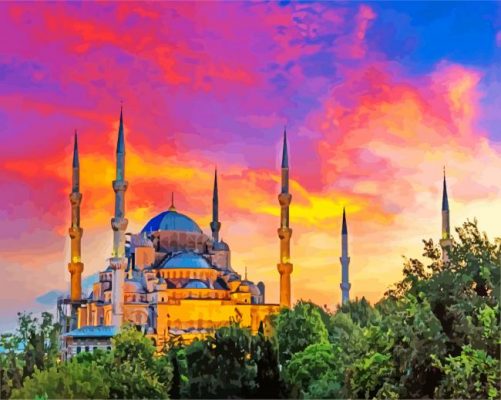 Istanbul Blue Mosque paint by numbers
